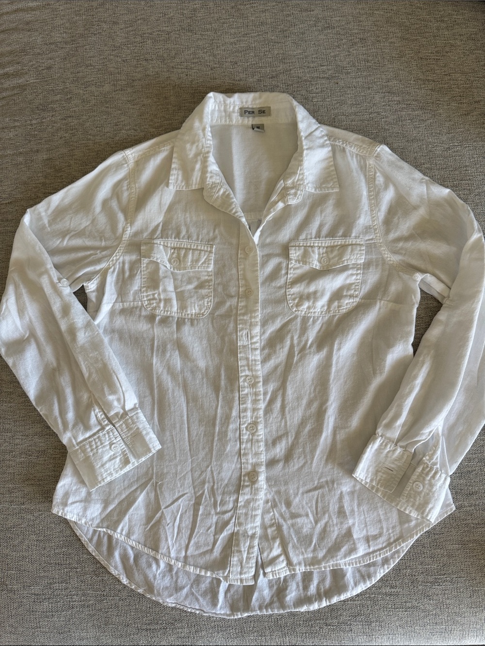 Per Se White Button-Down Long Sleeve Shirt